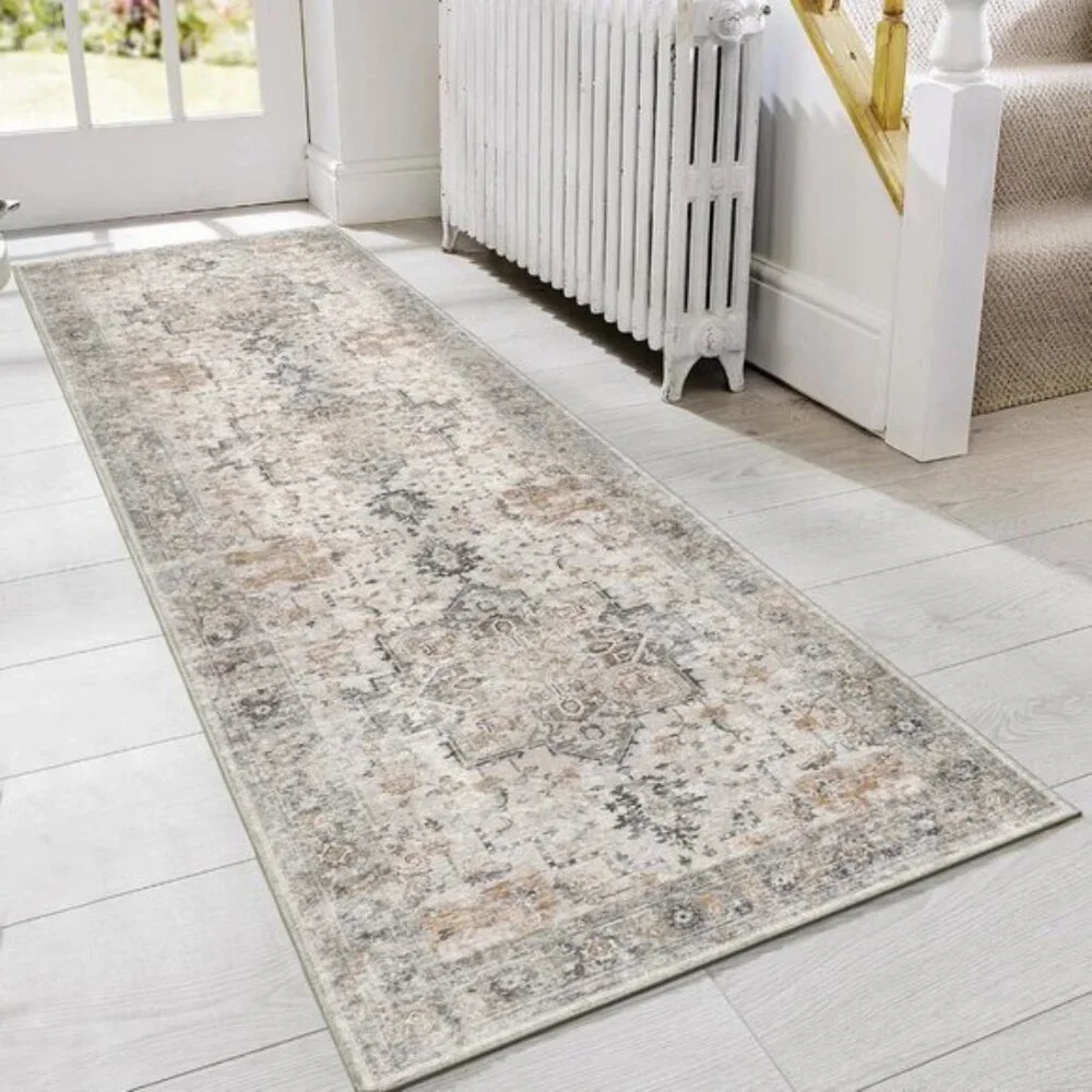 2x5 Runner Rug, Washable Vintage Low Pile Non-Slip Carpet for Hallway & Entry